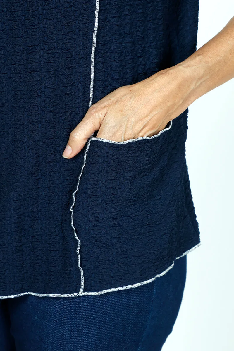 Top Ligne Textured Top with Stitch Pocket