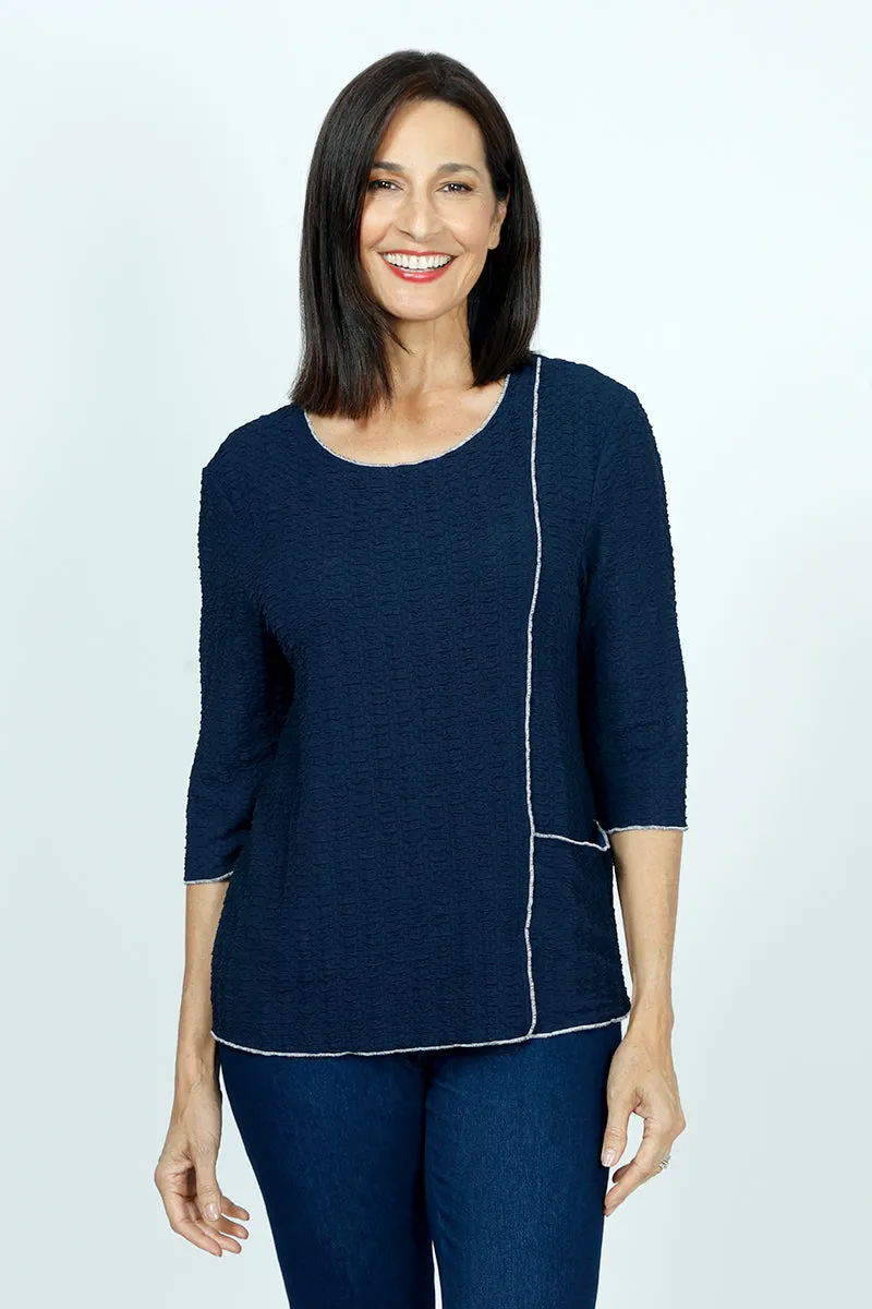 Top Ligne Textured Top with Stitch Pocket