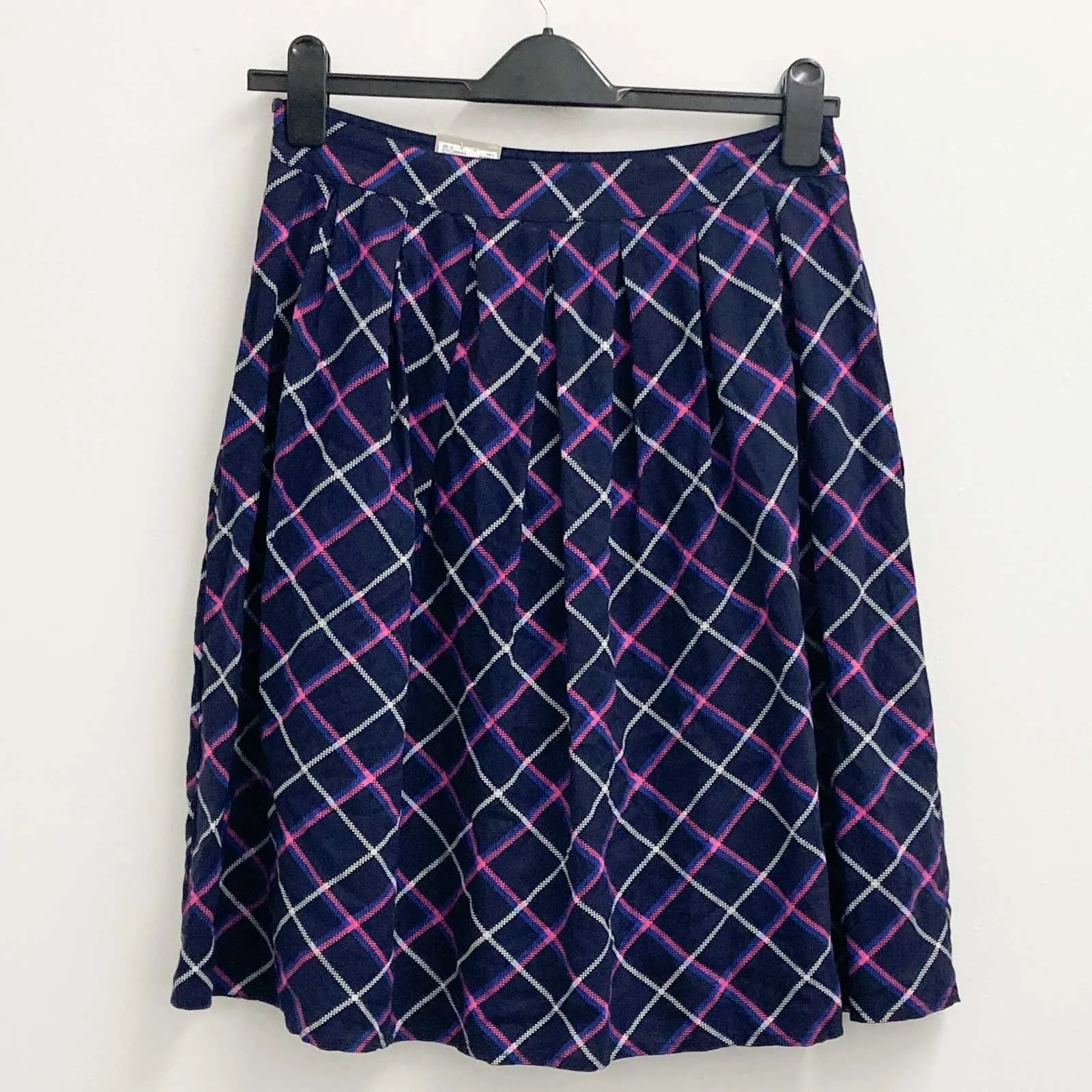 TU Skirt UK 12 Navy & Pink Print Flared Knee Length