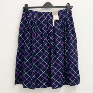 TU Skirt UK 12 Navy & Pink Print Flared Knee Length