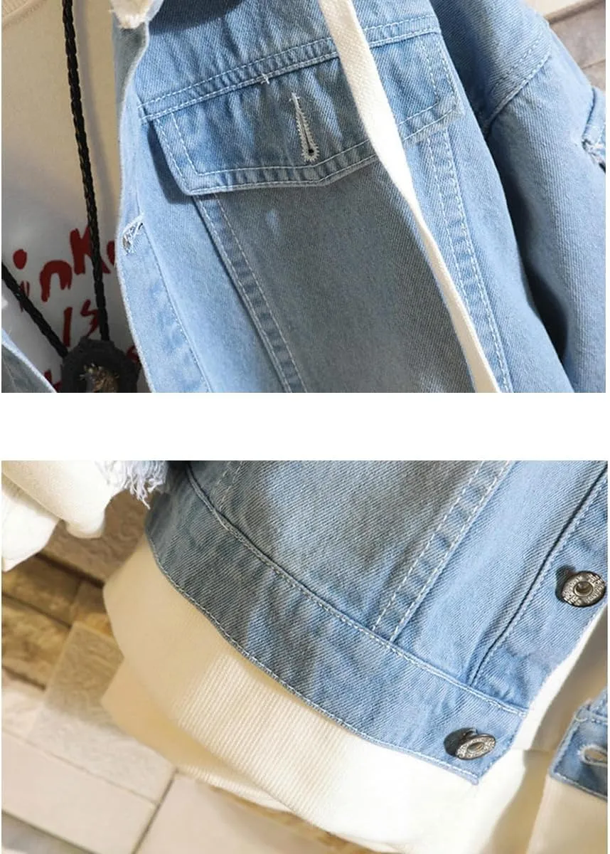 Urahara Kisuke Jeans Jacket Anime Kuchiki Rukia Cosplay Denim Jacket Hoodie Casual Ripped Novelty Coat for Unisex
