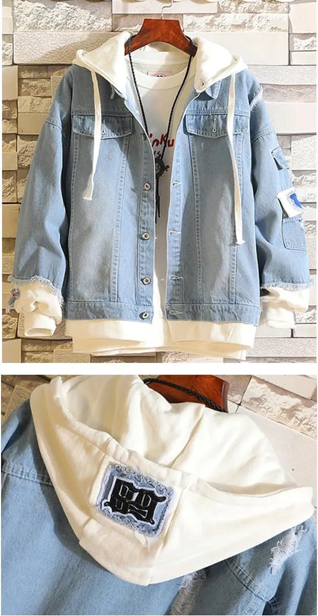 Urahara Kisuke Jeans Jacket Anime Kuchiki Rukia Cosplay Denim Jacket Hoodie Casual Ripped Novelty Coat for Unisex