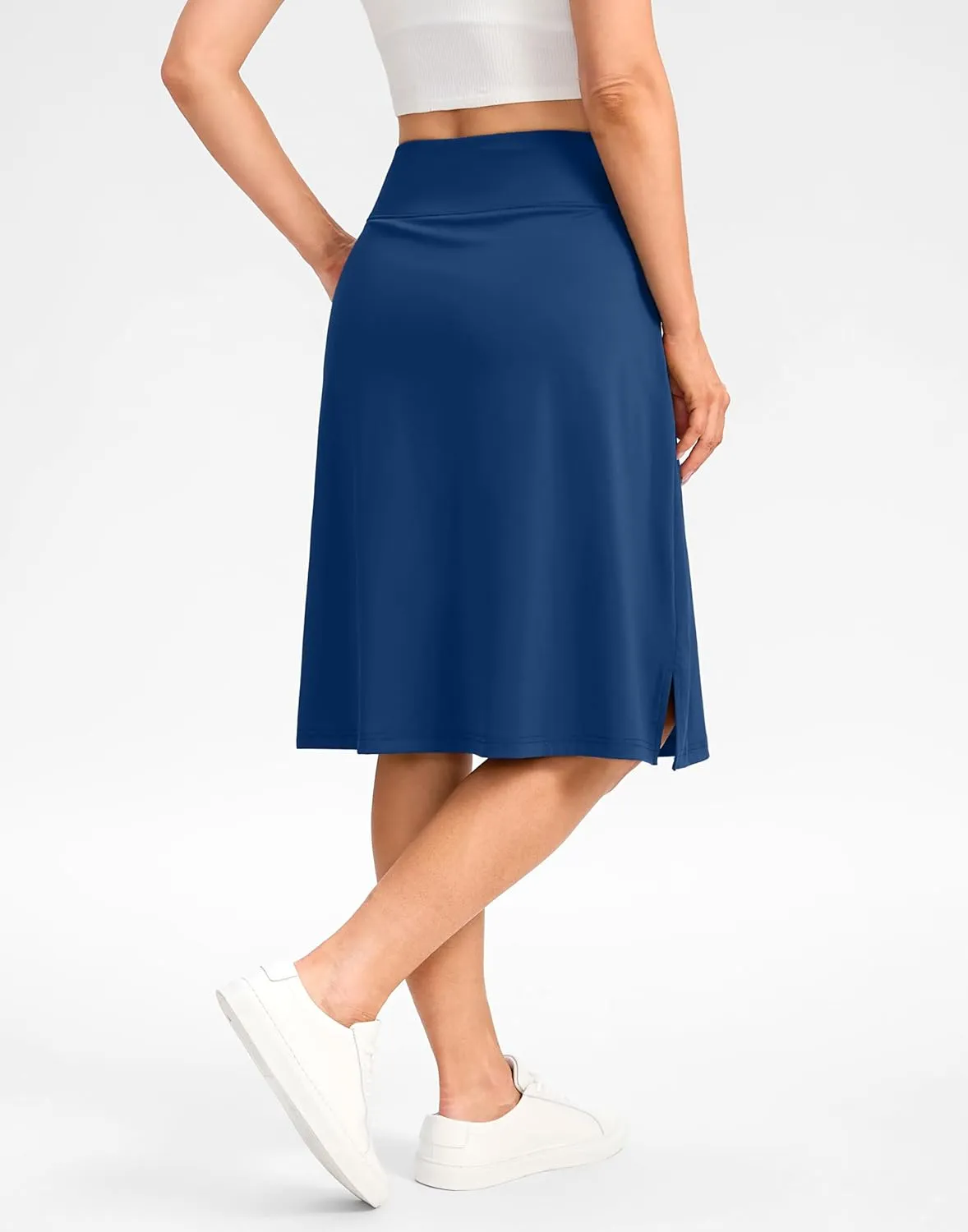 Viodia 25" Knee Length Long Skorts for Women with Pockets Dressy Casual Midi Skort Summer Travel Modest Skirts