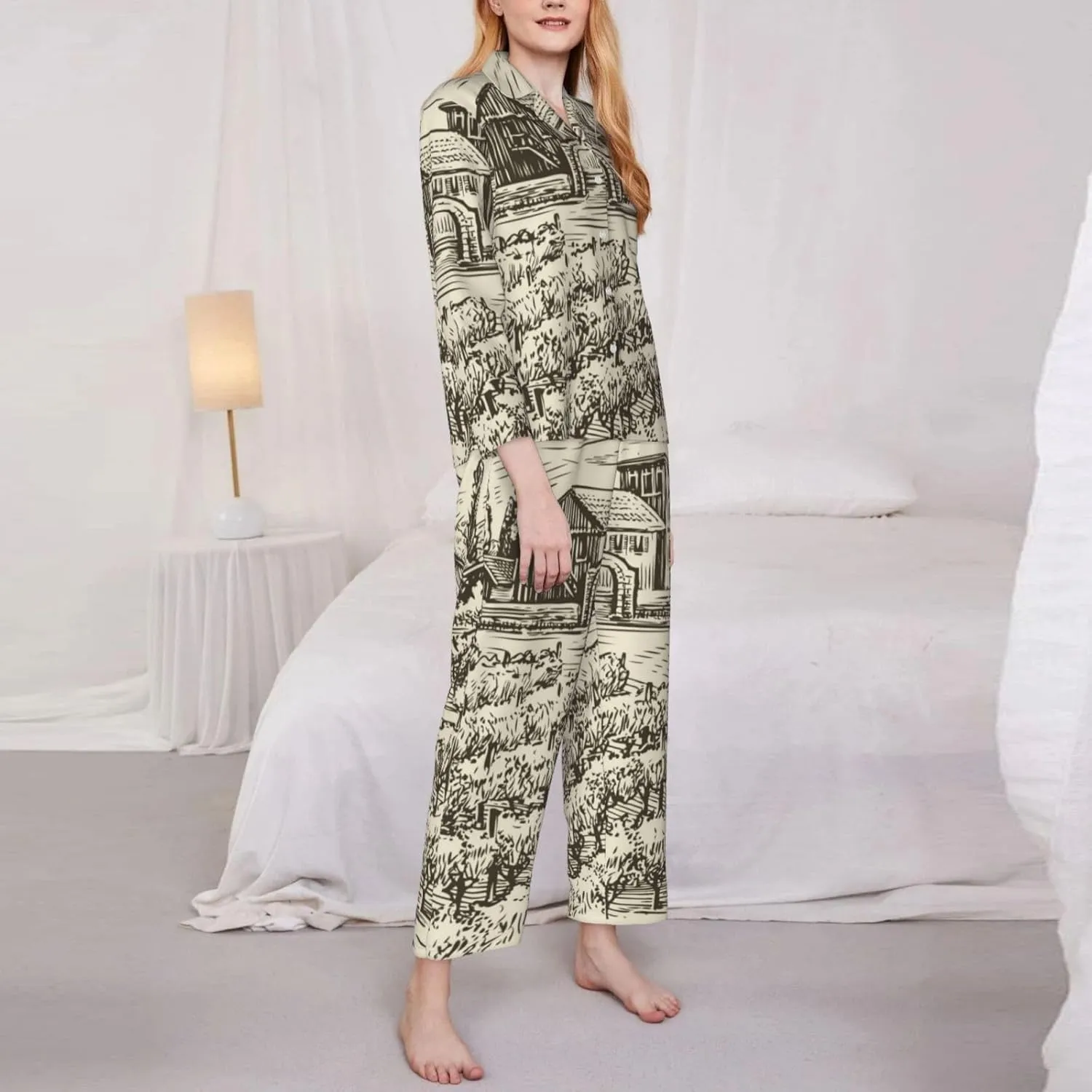 Women 2 Piece Pajamas Set Soft Beautiful New Year 2024 Pjs Holiday Loungewear Set Long Sleeve Top With Pants