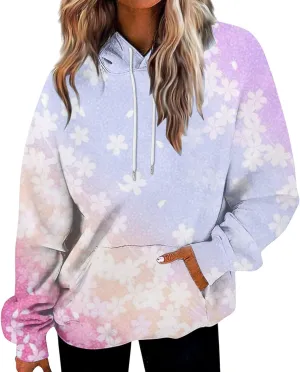 Women Fashion Tie Dye Sweatshirts Long Sleeve Hoodies Loose Oversized Pullover Casual Fall Winter Hoodies With Pocket