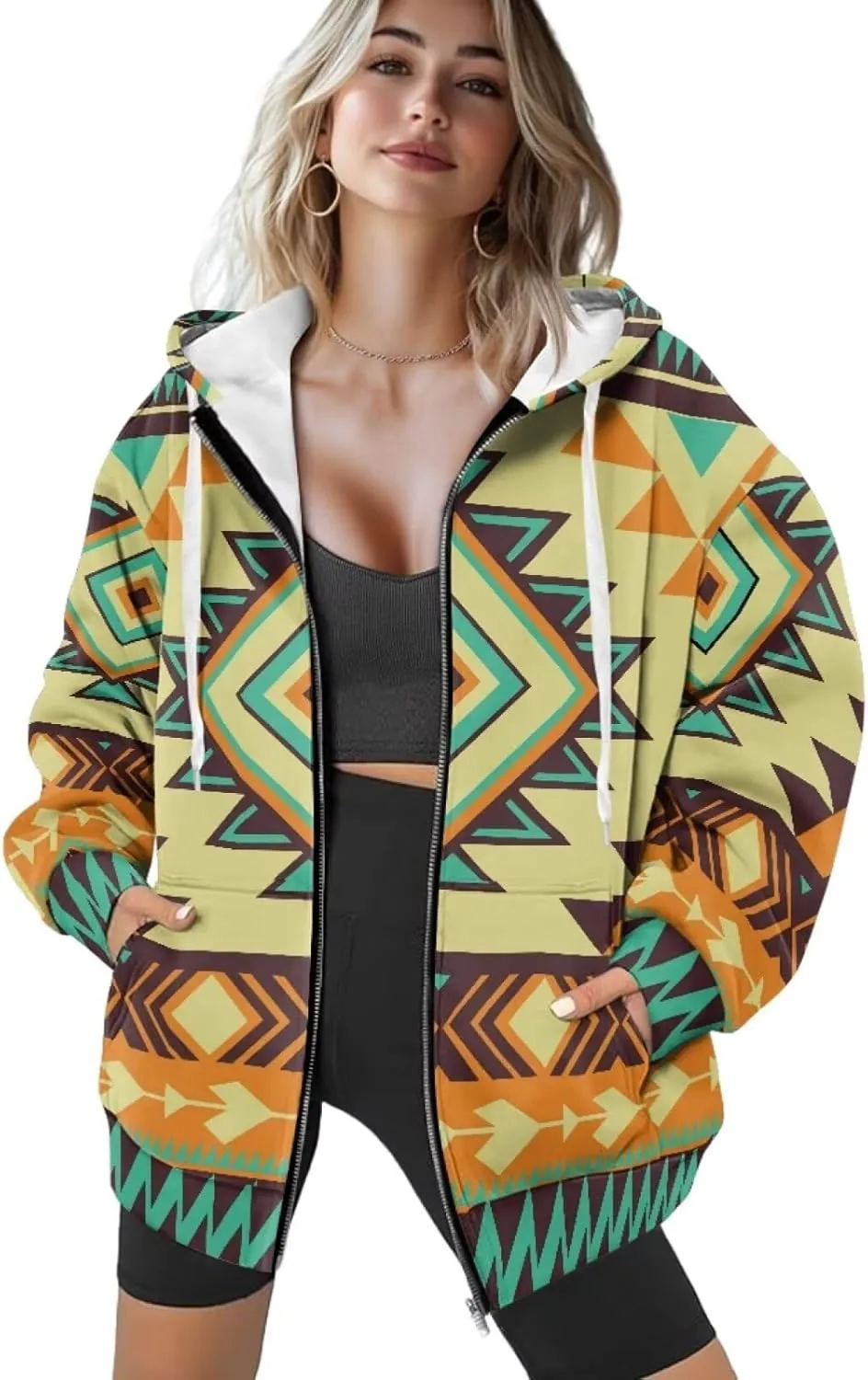Women Oversized Hoodies Zip Up Sweatshirt Fall Clothes Hooded Sweater Fall Winter Jacket for Workout, XS-XL