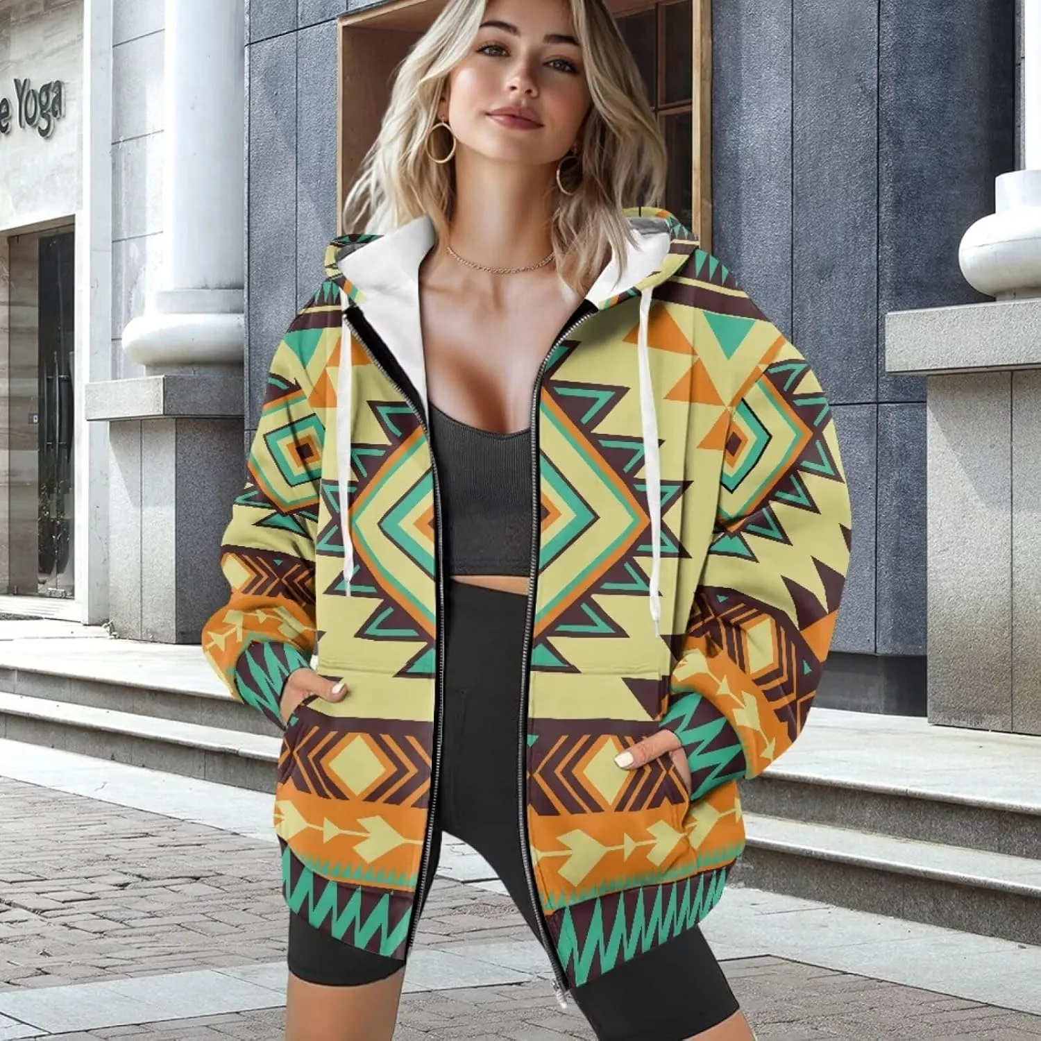 Women Oversized Hoodies Zip Up Sweatshirt Fall Clothes Hooded Sweater Fall Winter Jacket for Workout, XS-XL