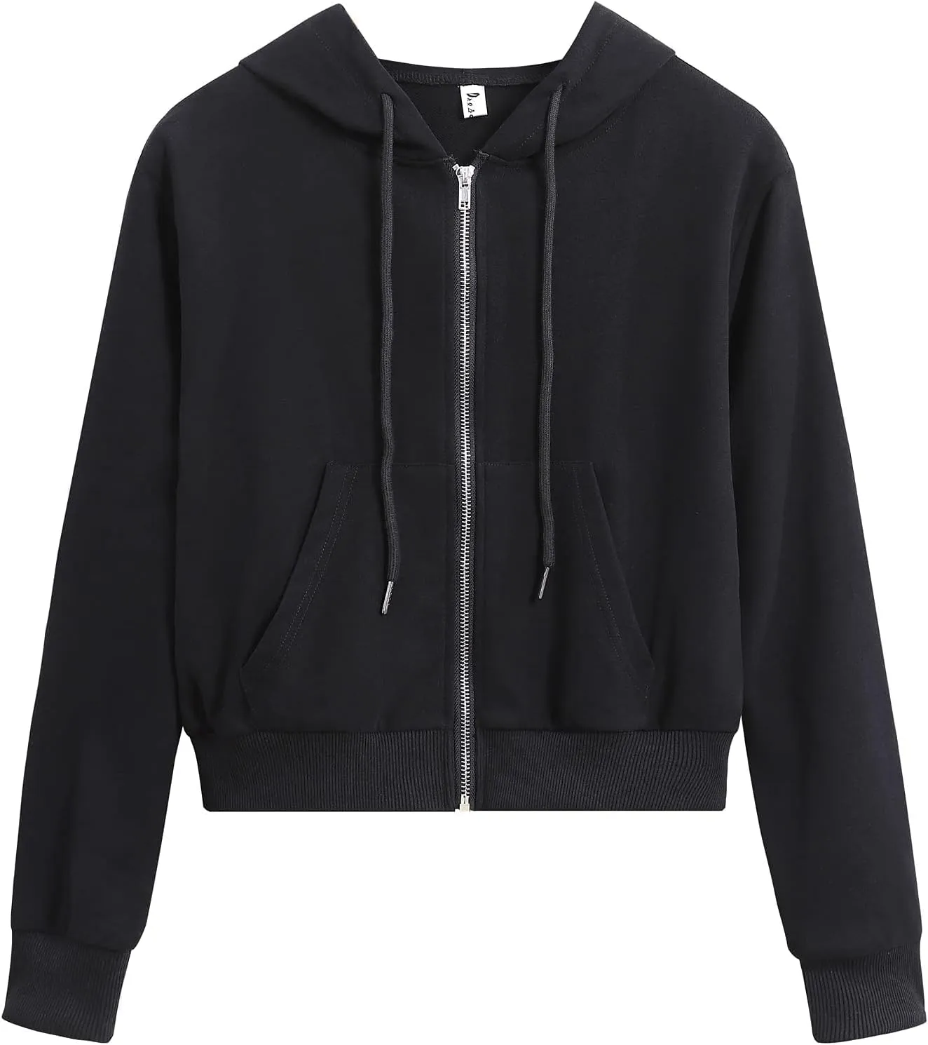 Women's Cropped Zip Up Hoodie Casual Long Sleeve Workout Hooded Sweatshirt Coat