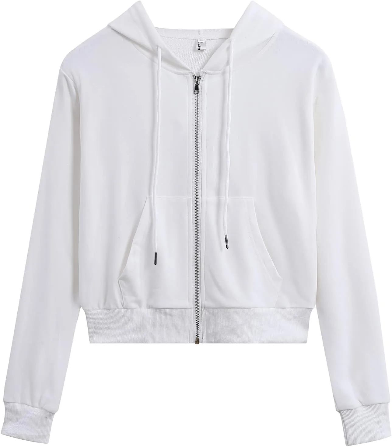 Women's Cropped Zip Up Hoodie Casual Long Sleeve Workout Hooded Sweatshirt Coat