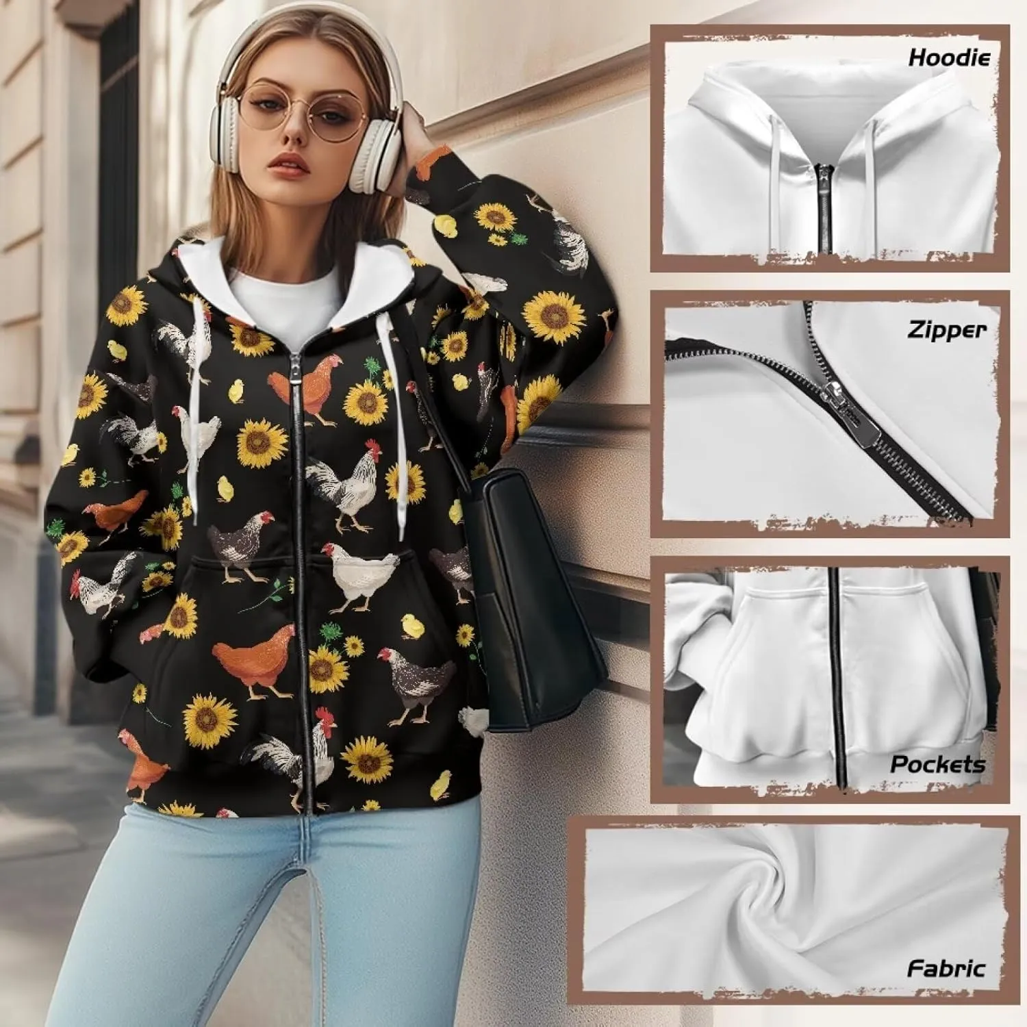 Womens Hoodies Full Zip Long Sleeve Oversized Lightweight Fall Workout Outfits Valentine's Prints