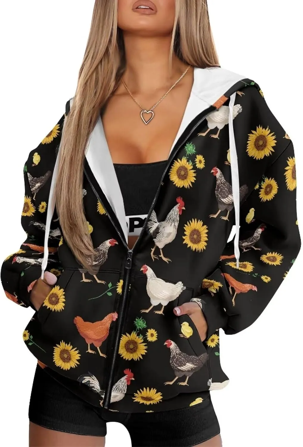Womens Hoodies Full Zip Long Sleeve Oversized Lightweight Fall Workout Outfits Valentine's Prints