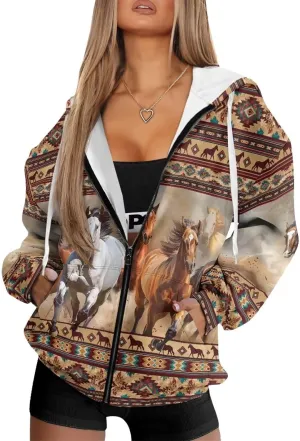 Womens Hoodies Full Zip Long Sleeve Oversized Lightweight Fall Workout Outfits Valentine's Prints