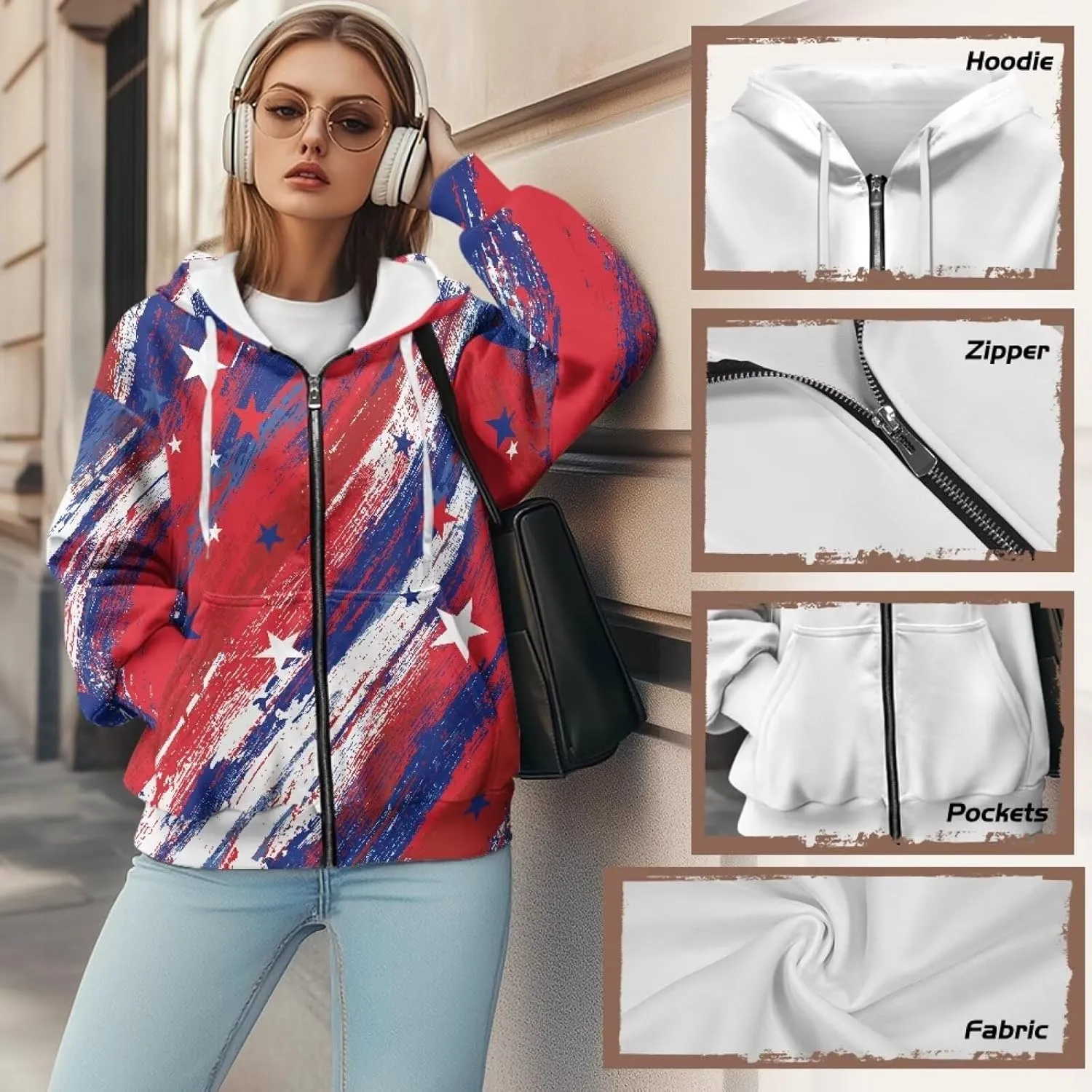 Womens Hoodies Full Zip Long Sleeve Oversized Lightweight Fall Workout Outfits Valentine's Prints