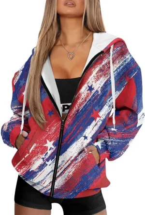 Womens Hoodies Full Zip Long Sleeve Oversized Lightweight Fall Workout Outfits Valentine's Prints