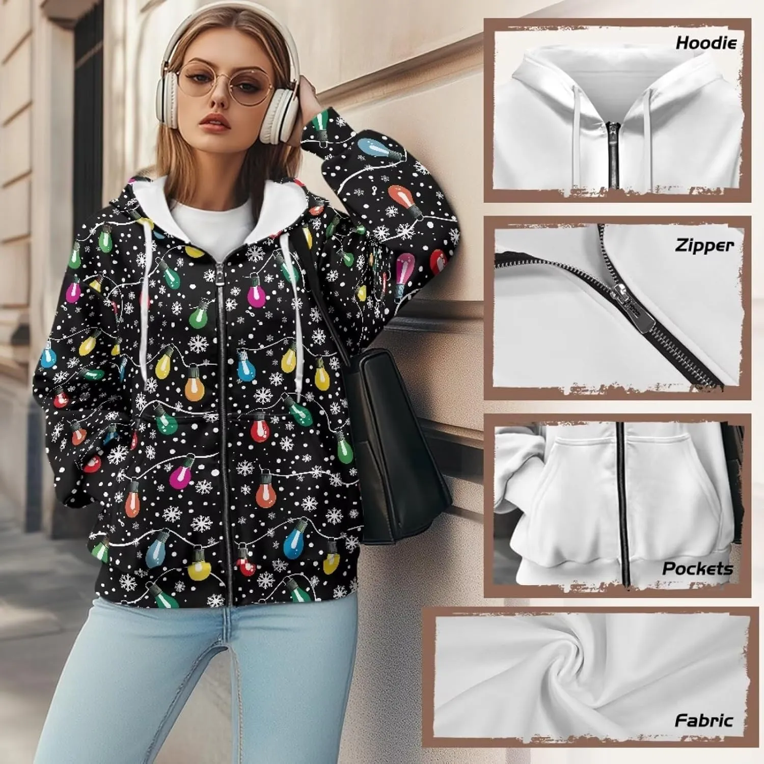 Womens Hoodies Zip Up Loose Sweatshirt Coat with Pocket Lightweight Long Sleeve Full Zip Hoodies Outfits for Fall