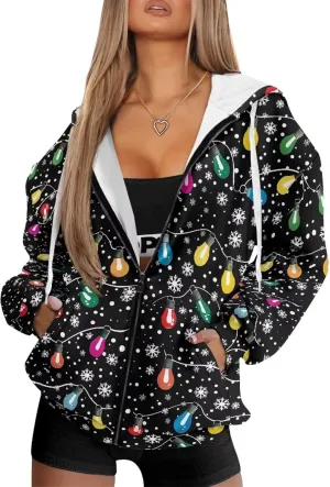 Womens Hoodies Zip Up Loose Sweatshirt Coat with Pocket Lightweight Long Sleeve Full Zip Hoodies Outfits for Fall