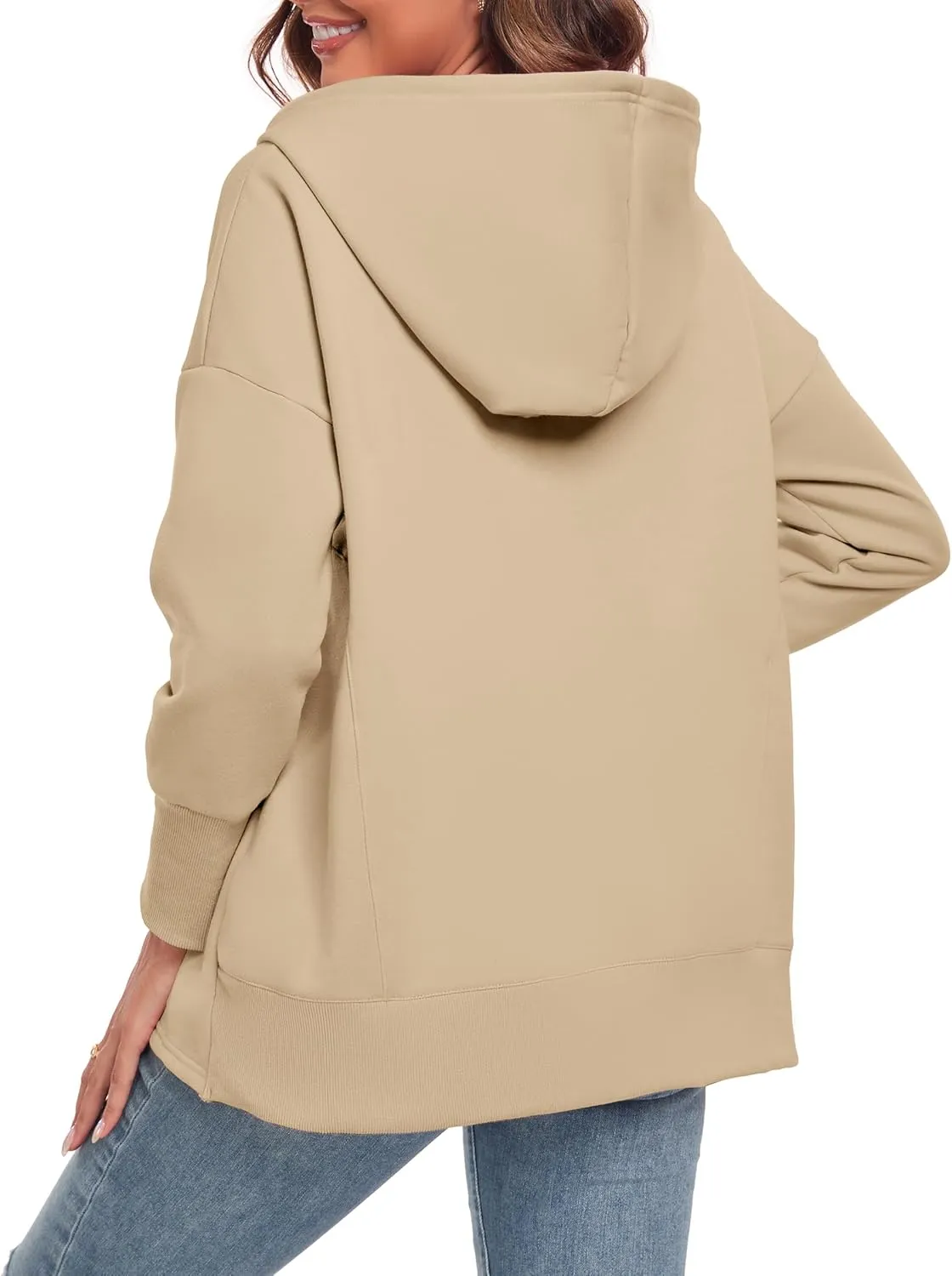 Womens Oversized Hoodies Buttons V Neck Pullover Sweatshirt Casual Loose Sweater Fall Winter Clothes