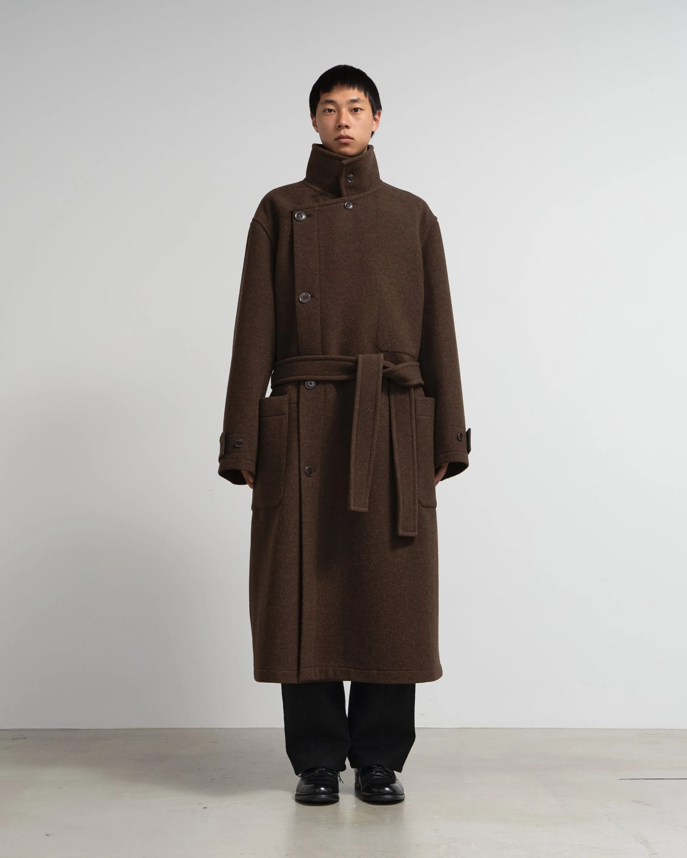 WRAP COAT WITH CONTRAST STITCH