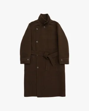 WRAP COAT WITH CONTRAST STITCH