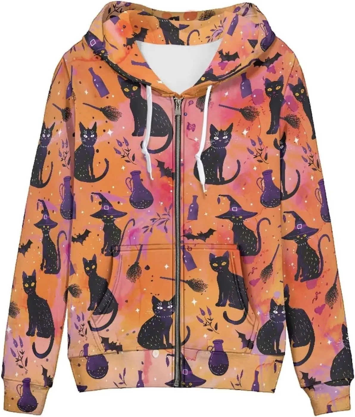 Zip Up Hoodie Women Long Sleeve Oversized Sweatshirts Fall Y2K Hoodie Jacket with Pockets