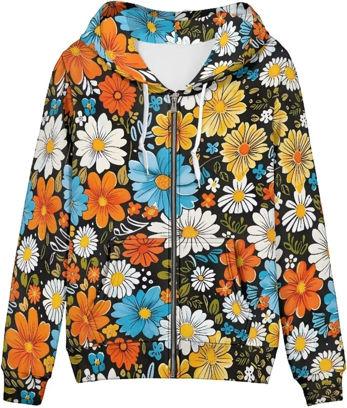 Zip Up Hoodie Women Long Sleeve Oversized Sweatshirts Fall Y2K Hoodie Jacket with Pockets